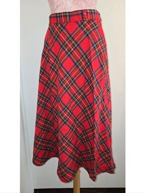 Vintage Tartan Pattern Checkered Wool Blend Skirt Size 4
